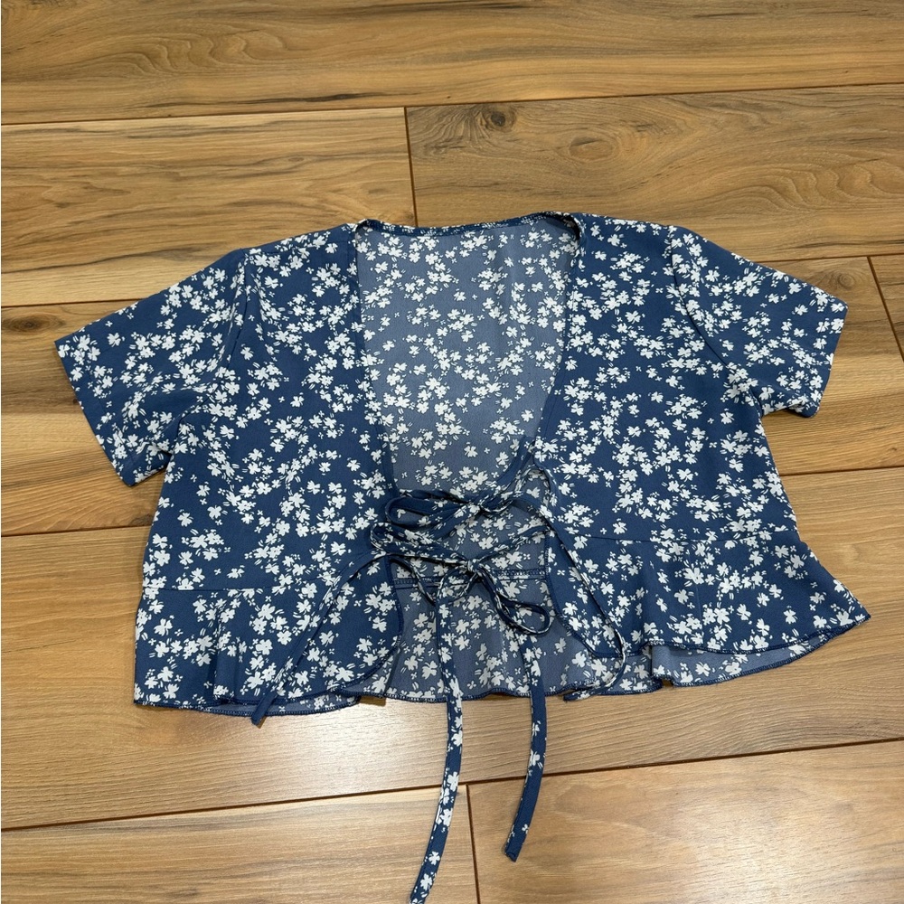 SHEIN Blue Floral Blouse